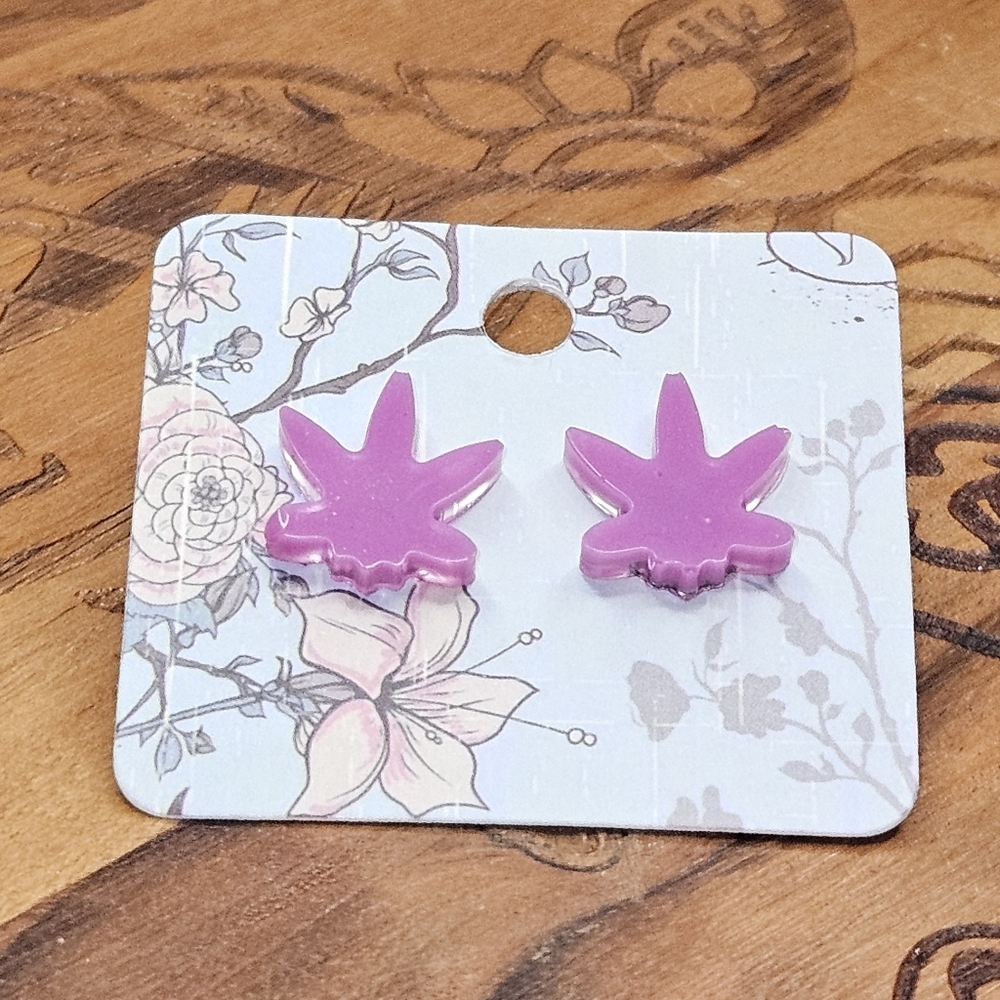 #110 - Handmade Purple "Leaf" Earrings